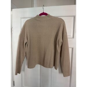 Madewell Cropped Boxy Cashmere Sweater, Tan, Small